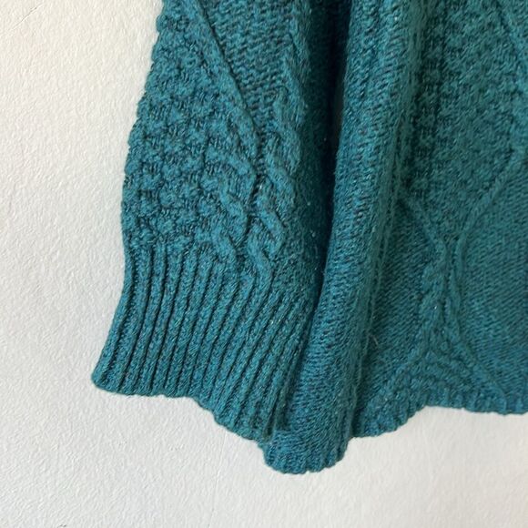 St John Bay winter knitted sweater royal green high necklines design ropes front - Picture 3 of 9